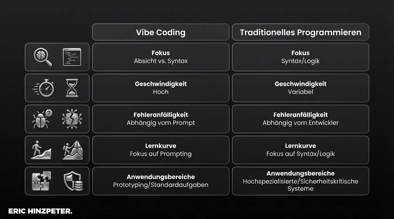 Vibe Coding 2 vibe coding vs traditionelles programmieren