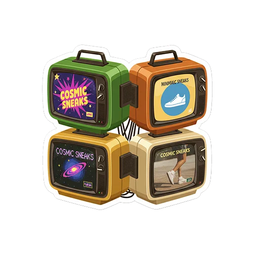 a stacked tv wall sticker from the 70s