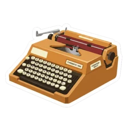 A typewriter from the 70s as a sticker, illustrating the content machine automation
